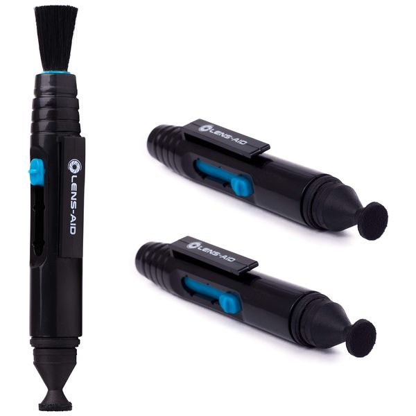 Lens-Aid Doppel Reinigungsstift mit Pinsel und 2X Samt-Pad zur Reinigung von Objektiv, Linsen, Filter, Kamera, DSLR, Optik, Reinigungspinsel Lens Cleaning Pen