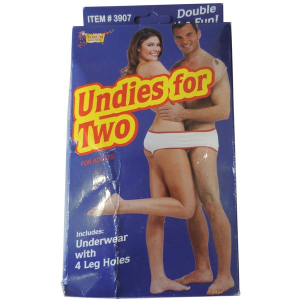 Forum Novelties 3907 Undies for Two - Valentine's Day Gift, Fun Fundie Underwear Panties for Halloween Parties & Holidays,1 pack, One Size, White