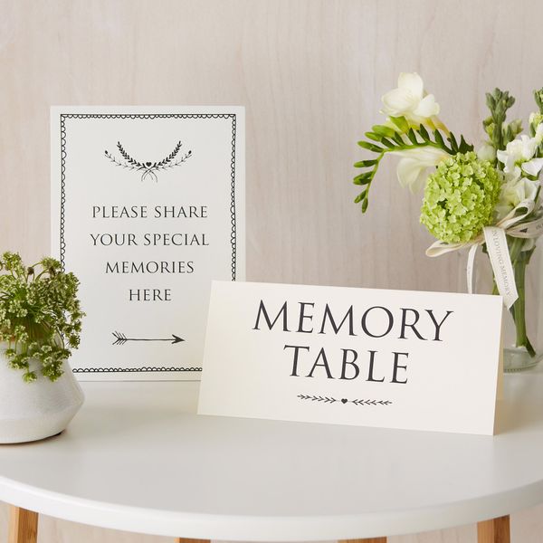 ANGEL & DOVE Set of 2 Funeral Memory Table Signs - Matches our Ivory Memory Books for Memorial, Celebration of Life