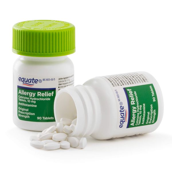Equate Allergy Relief Cetirizine Hydrochloride Tablets 10 mg/Antihistamine, 90 Tablets, Twin Pack