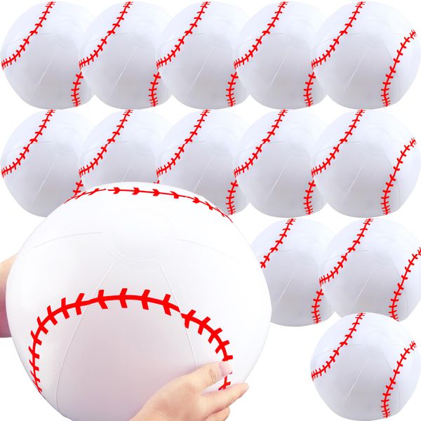 14 pcs Inflatable Baseballs 16 inch Inflatable Baseball Beach Balls Bolw up Sports Ball for Summer Outdoor Beach Pool Sports Game Party Supplies