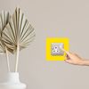 Single Socket Surround | Square | Acrylic Back Panel or Finger Plate | Light Switch Plug, Colour: Yellow
