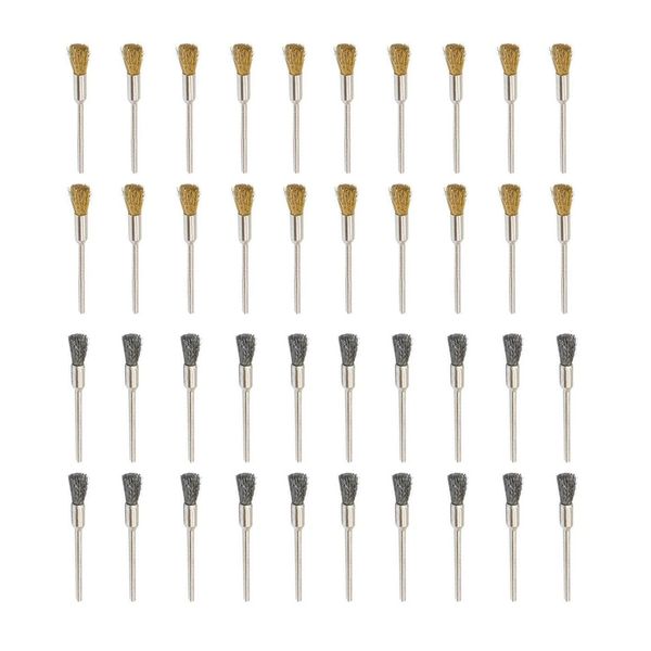 YFFSFDC Router Brushes 40pcs Brush Brush Brush Brass Wire Brush Steel Brush 2.35mm Axis Polishing Brush Dremel Rotating Tool Accessories