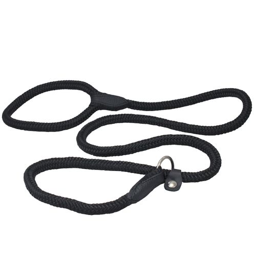 Dogs My Love Nylon Rope Slip Dog Lead Adjustable Collar and Leash 6ft Long (Large: 0.4" (10mm), Black)