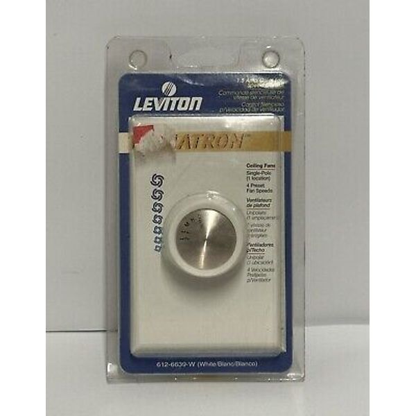 Leviton White 4-Speed Stepped Ceiling Fan Speed Control 1.5A Single Pole 6639-W