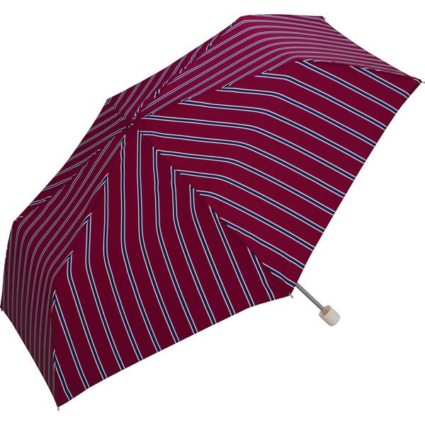 Wpc. 5640-230 Rain Umbrella, Lady Stripe, Mini Bordeaux Folding Umbrella, For Both Rain and Shine, Adult, Cute, Stylish, Cute