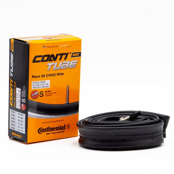 Continental 42mm Presta Valve Tube, Black, 700 x 25C-32C, Race 28-(700C)-Wide