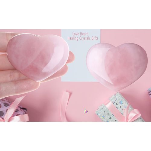 MAIBAOTA 45 mm Rose Quartz Crystal Heart Big Healing Crystals Pink Heart Love Crystal Stone Natural Reiki Gemstone Crystal Gifts for Mom Mothers Day Valentines Day Palm Worry Stones for Anxiety