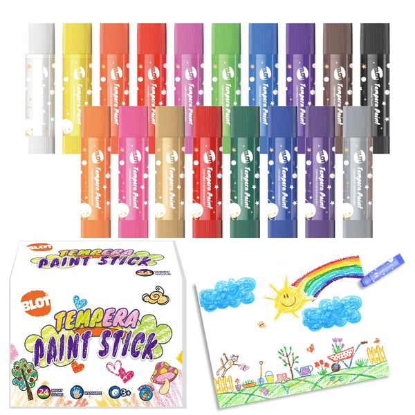 BLOT Tempera Paint Sticks for Kids 18 Colors Washable Crayon Paint Sticks Non Toxic Solid Tempera Paint for Teens Toddlers Adults Gifts, Quick Drying & Mess Free