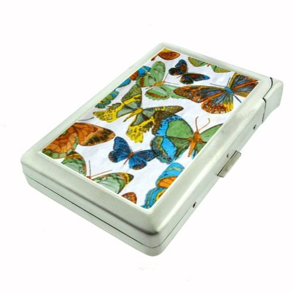 1960s Or 70s Mod Butterflies 1 Double-Sided Cigarette Case with lighter, ID Holder, and Wallet D-304