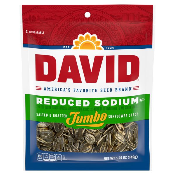 David's Sunflower Seeds, Reduced Salt, 5.25 oz, Packaging may vary