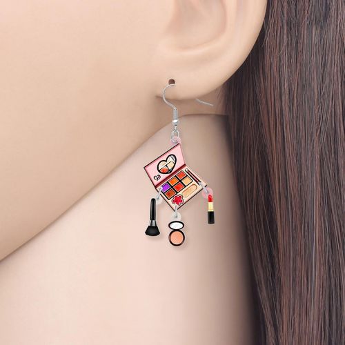 DALANE Valentines Day Makeup Dangle Earrings Gifts for Women Girls Acrylic Cute Creative Cosmetic Hypoallergenic Beauticians Jewellery for Her Decor (Eye shadow box A)