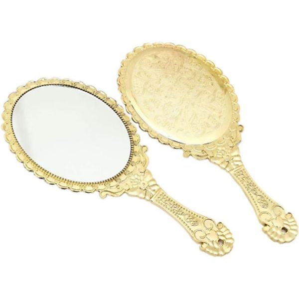 Handheld Mirror with Handle Vintage Compact for Personal Makeup Vanity Hand Held