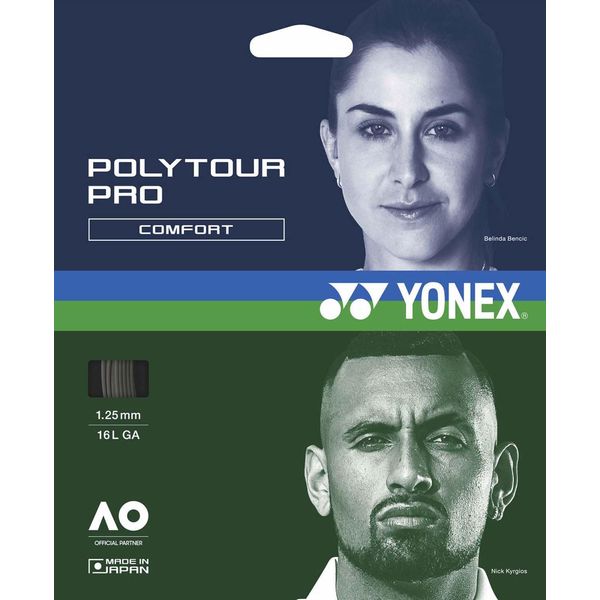 YONEX Poly-Tour Pro 125 (1.25mm) PTGP125 Graphite Solid Tennis Strings: 1.25mm