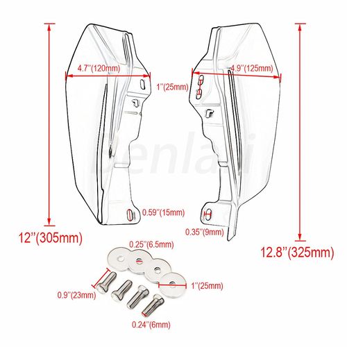 Benlari Chrome Mid Frame Air Deflectors Heat Shields Deflector 2009-2024 Compatible for Harley Davidson Touring Street Glide Road Glide Electra Glide Road King Ultra Limited Tri Glide CVO