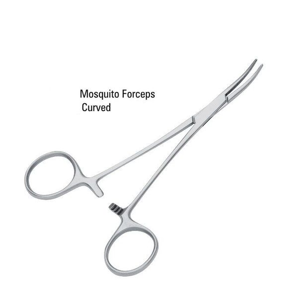 HIGH QUALITY STAINLESS STEEL MOSQUITO HEMOSTAT FORCEPS CURVED SERRATED TIP 4.5"