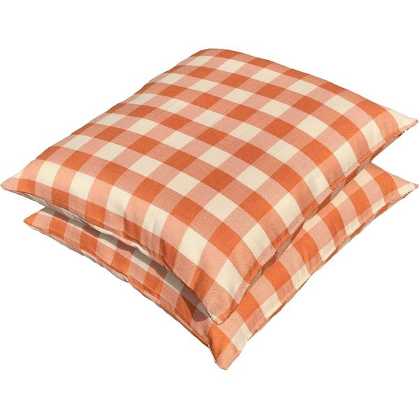 Zabuton Cover 55 59 Set of 2 Solid Thick C Checked Orange 55x59