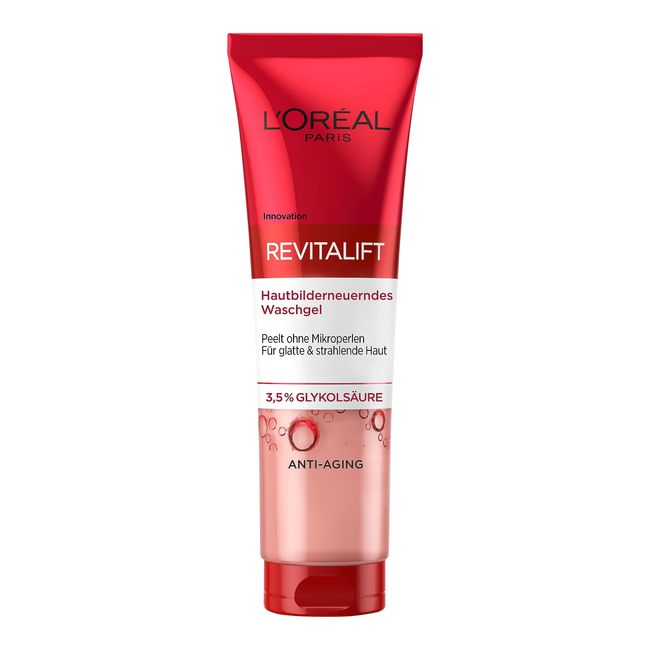 L'Oréal Paris Hautbilderneuerndes Waschgel mit 3,5% purer Glykolsäure, Anti-Aging Gesichtsreinigung für einen strahlenden und glatten Teint, Revitalift, 150 ml