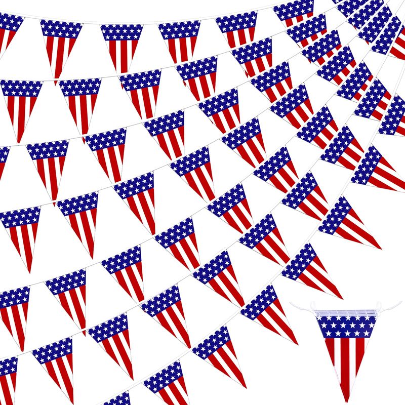 4 Pack Pre-Strung USA Flag Pennant Banner - jijAcraft Paper Stars and ...