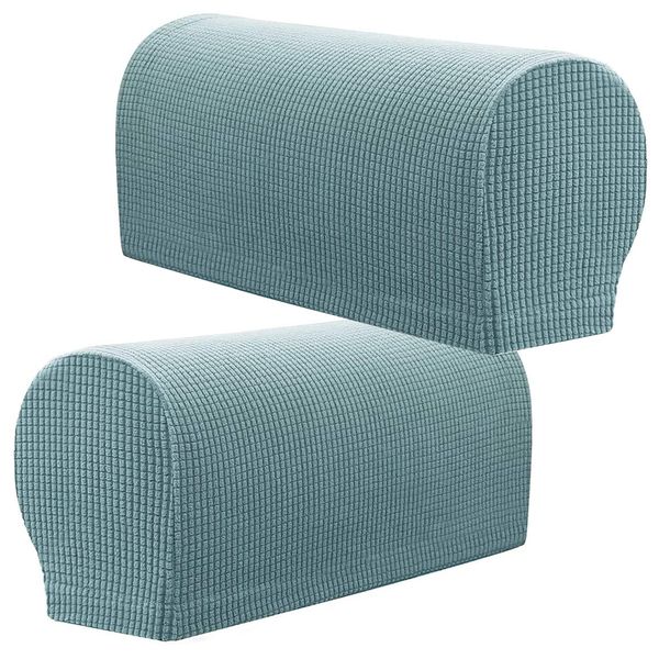 XIEHUZA Arm Rest Covers, Stretch Armchair Couch Armrest Chair Covers for Furniture Protector, Anti-Slip Sofa Chair Arm Caps Spandex Polyester Slipcovers, Set of 2, Light Blue