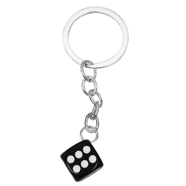 Colourful Resin Dice Charm Keyring Keychain (Black)