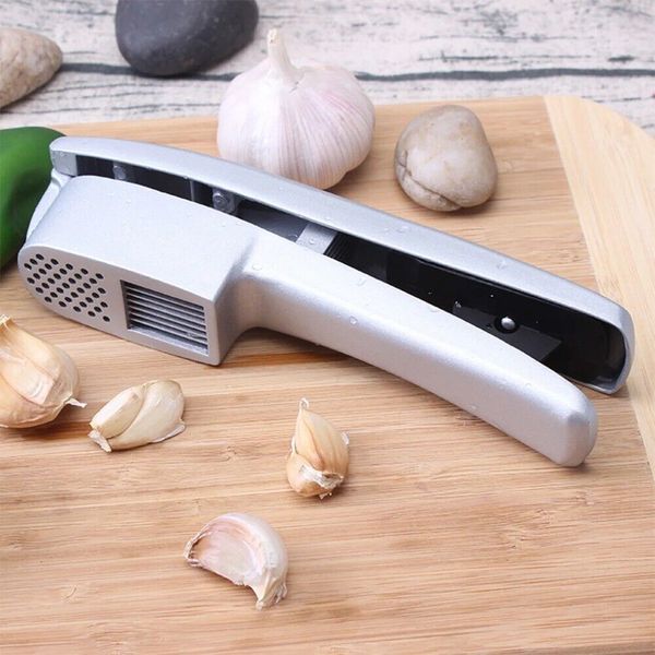 2 in 1Aluminum Garlic Press Crusher Squeezer Chopper Home Kitchen Mincer Tool