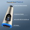 Hygie Rinse Faucet Head Replacement 4 Function LED Temperature Display Pull Down Kitchen Faucet Head with 15 Adapters, Brushed Nickel