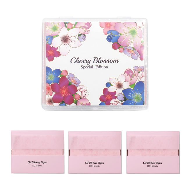 Varuza Blotting Paper, Mirror Case Set, Various Choices, Oil Blotting Paper, 400 Sheets (with Mirror Case), Cherry Blossom (CHERRY BLOSSOM)