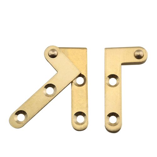 JCBIZ 2pcs 360 Degree Rotatable Door Pivot Hinges with Mounting Screws L-Shape Antique Solid Stainless Steel Cabinet Door Hidden Hinge for Windows Fence Sheds Kitchen Gate Closet Cupboards, Gold