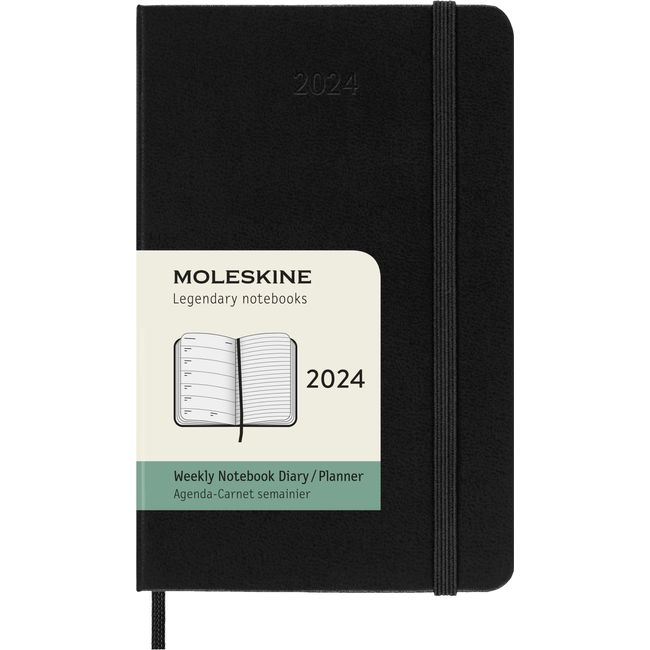 Moleskine DHB12WN2Y24 Notebook, Beginning January 2024, Weekly Diary, Hardcover, Pocket Size (W x H x H): 3.5 x 5.5 inches (9 x 14 cm), Black