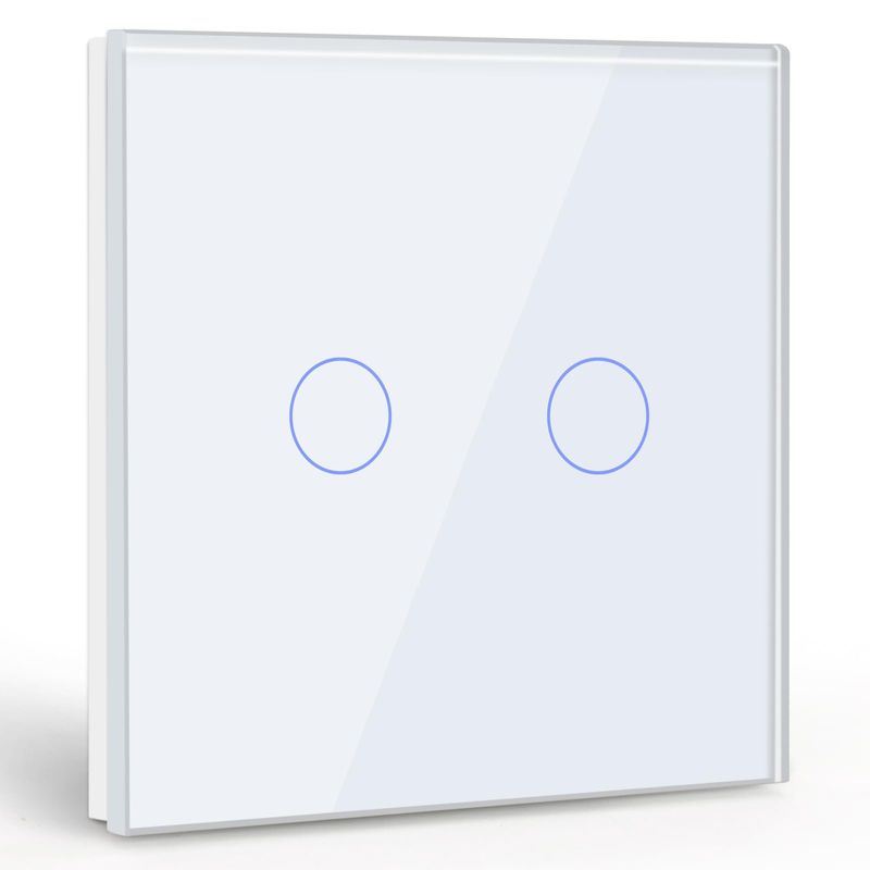 BSEED Touch Light Switch 2 Gang 1 Way, Tempered Glass Panel Light ...