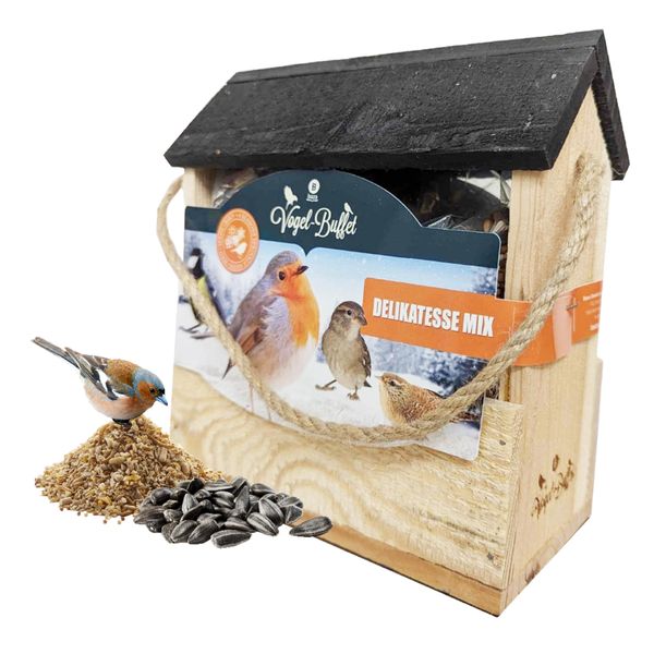 Topline Bird Feeder Garden Gifts - Delicatesse Party Bird House Hanging Feeder. Bird Seeds for Small Garden Birds. Great for Christmas Stocking Fillers, Secret Santa Grandparents Gifts