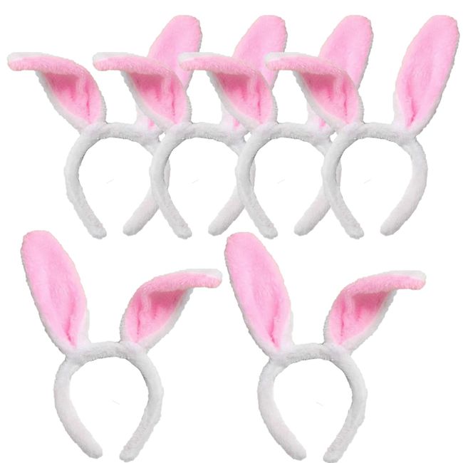 RrUuIiEn Plush Easter Bunny Ears Headband 6PCS Rabbit Ear Hairbands for Adult Kids Cosplay Party