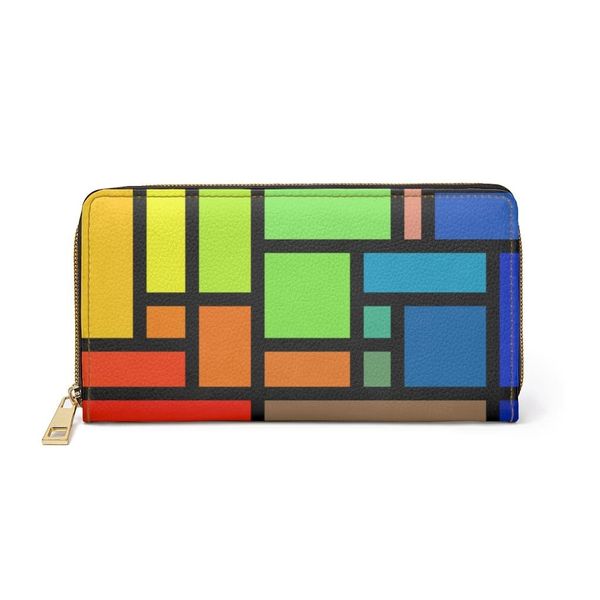 Womens Wallet, Zip Purse, Multicolor Colorblock - One size