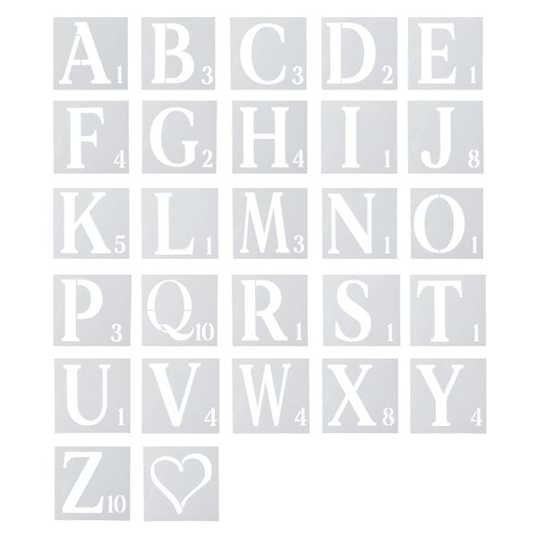 AIEX 27pcs Stencils, 6 Inch Reusable Plastic Stencils for Painting on Wood Letters and Numbers Stencils Alphabet Stencils for Wall Art Drawing Craft DIY Writing