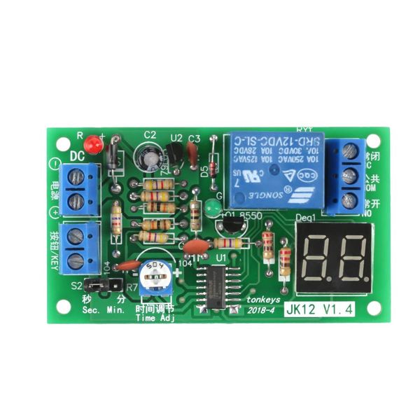 DC12V Adjustable Timer Relay, Relay Timing Module, Adjustable Time Switch Module, Digital LCD Display Countdown Timer