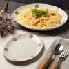 Mino Ware K52025 White Karatsu Oval Plate with Polka Dots