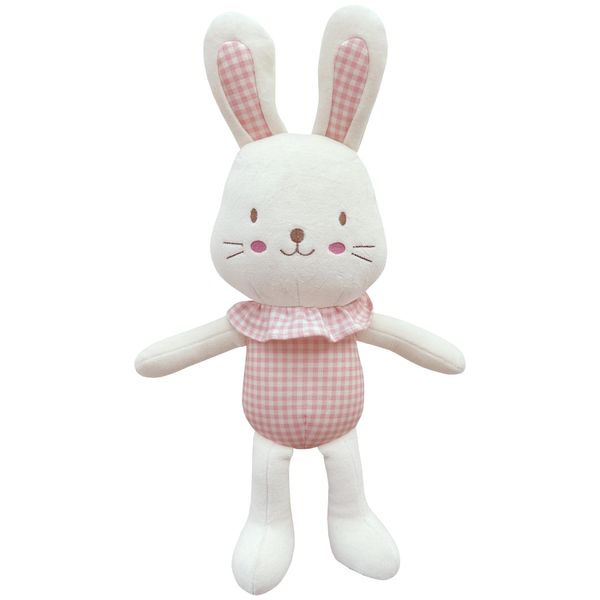 Super Soft Organic Cotton Baby First Friend,Baby Comforter, Pillow Buddy, Plush Animal Toys, Cuddly Toy for Baby, Stuffed Animal Bunny, Chubby Cheeks Frill Bunny (Cherry Blossom)