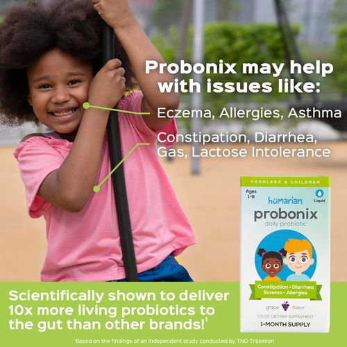 Probonix Kids Probiotic for Toddlers and Children, Organic, Non-GMO Liquid Probiotic Drops, 8 Live Probiotic Strains to Support Gut Health for Toddlers and Children - 1 Month Supply, Grape