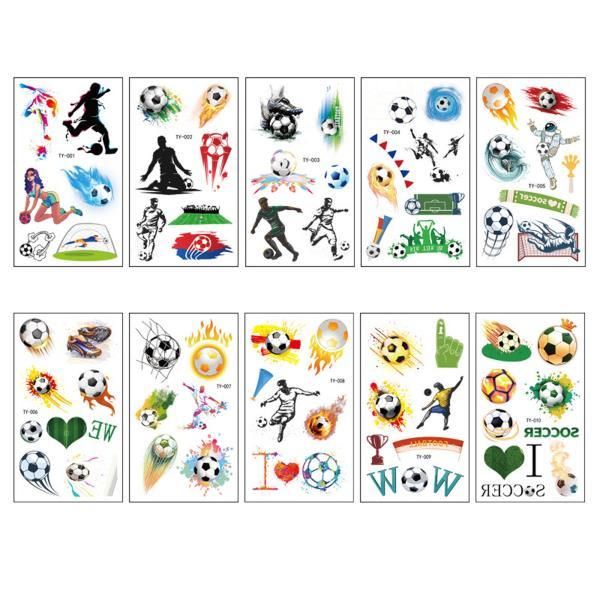 Temporary Tattoo Waterproof Fake Face Body Sticker, Soccer World Cup Party Decoration Supplies Gift, 10