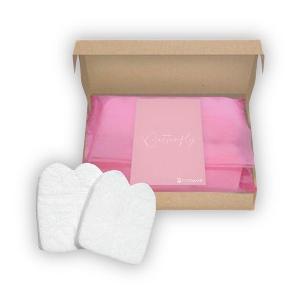 SWEAT GUARD® Pack Of 30 Disposable Breast Sweat Pads For Women. Butterfly Pad Inserts For Breasts, Stop Excessive Sweating Under Breast. Discreet, Super Absorbent Soft White Liners For Bra.