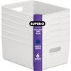 15 Liter Decorative Storage Bins (6 Pack, White) Medium Ribbed Plastic Basket