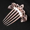 Lurrose Flower Bride Hair Side Comb Rhinestone Bridal Comb Barrette Wedding Hair Accessory for Women (Red)