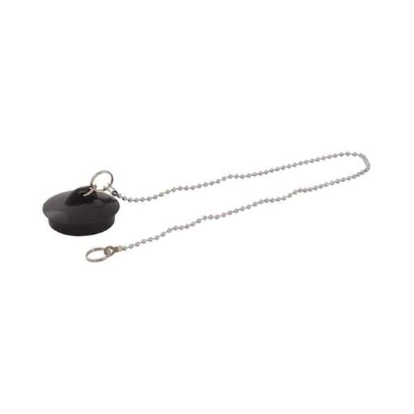 Plumbob 320962 Plug & Chain PVC Basin Plug and Chain, Black/Silver
