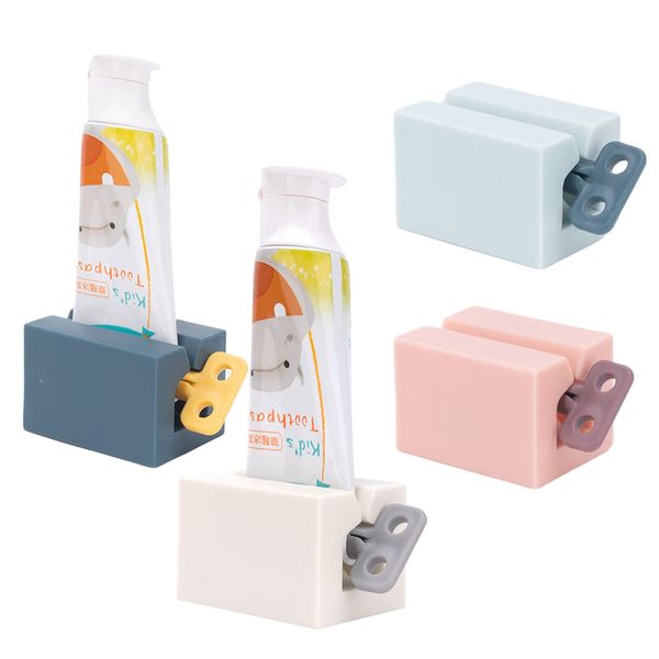 4 PCS Toothpaste Squeezer, Rolling Tube Toothpaste Squeezer with Frosted Handles Toothpaste Holder Stand Bathroom Organizer,Saves Toothpaste and Creams (4 Colors)