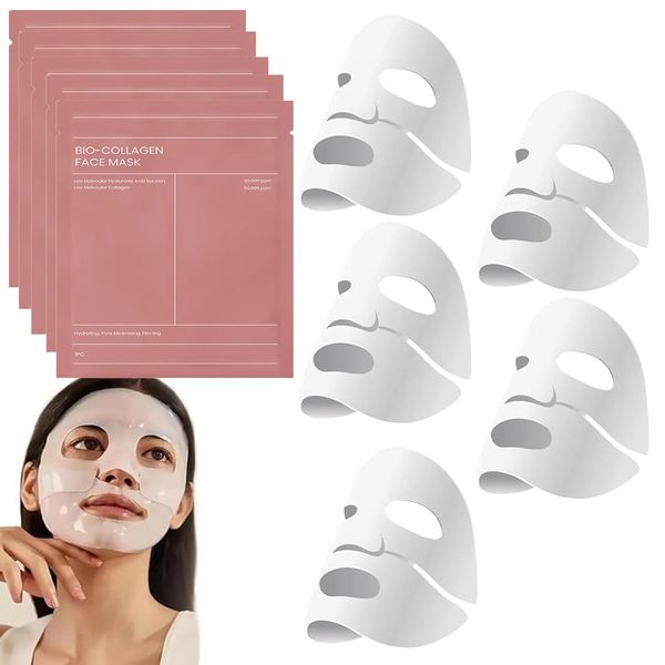 Bio Collagen Mask Korean, 5Pcs Bio Collagen Maske Overnight, Hydratisierende Übernachtmaske, Anti-aging Kollagen Gesichtsmaske, Lösliche Collagen Night Wrapping Mask Sheet Mask