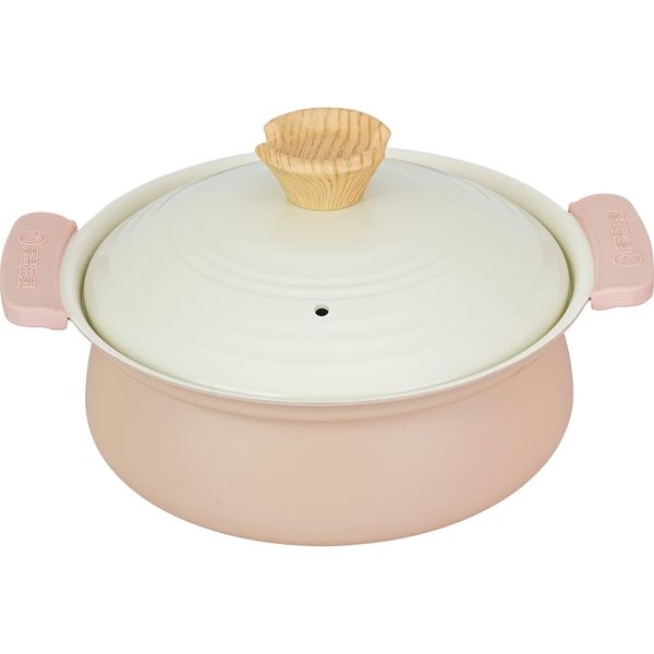 Wahei Freiz IH RB-2494 Lightweight Unbreakable Aluminum Tabletop Pot 7.1 inches (18 cm), Pink with Ceramic Coating on the Inside for Color Resistance, Direct Fire