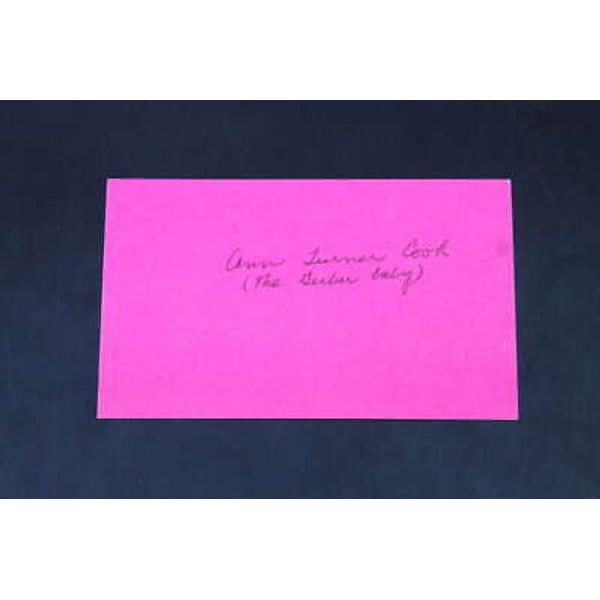 Ann Turner Cook Signed 3x5 Index Card The Gerber Baby Autograph E046