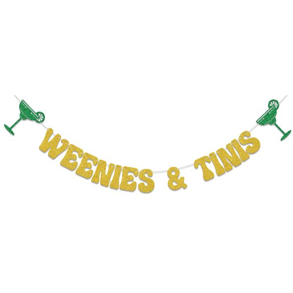 KEWUFD Weenies & Tinis Banner, Hot Dog Martini Bar Bachel*rette Party Decorations, Funny Margarita Birthday/Wedding Party Decor Supplies, Hot Dog Stand Party Decor Supplies Gold