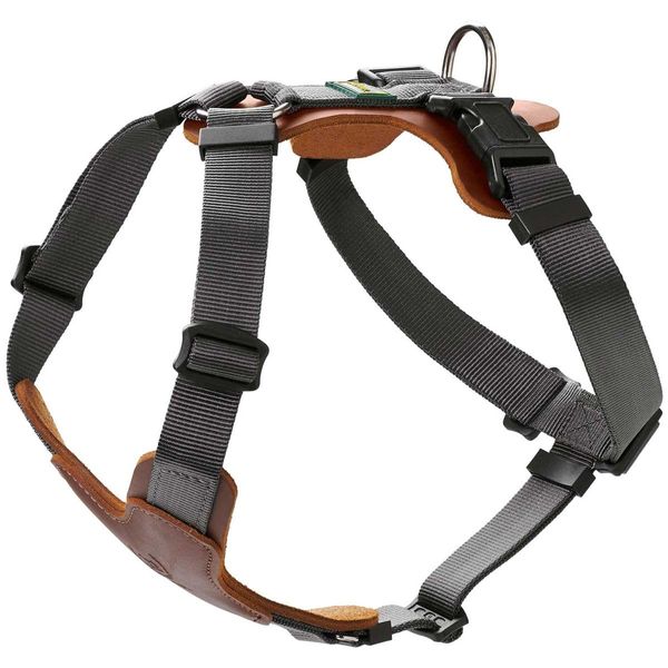 HUNTER AALBORG MIXED Dog Harness, M-L, Cognac/Grey, 63-96 cm